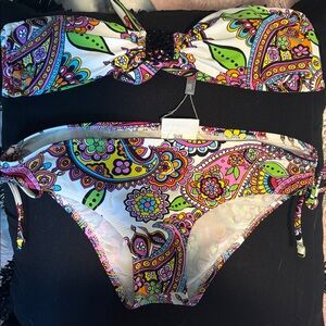 NWT Silver by Gottex Women’s 2 Piece Paisley Bikini Set Size 8